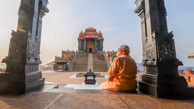 Having spent quiet hours on the sacred Vivekananda Rock at land’s end in Kanyakumari, where the three oceans meet and where stands the ancient temple dedicated to Bhagavati Kumari Amman, PM Modi expressed his innermost thoughts for India and her future. (PTI)